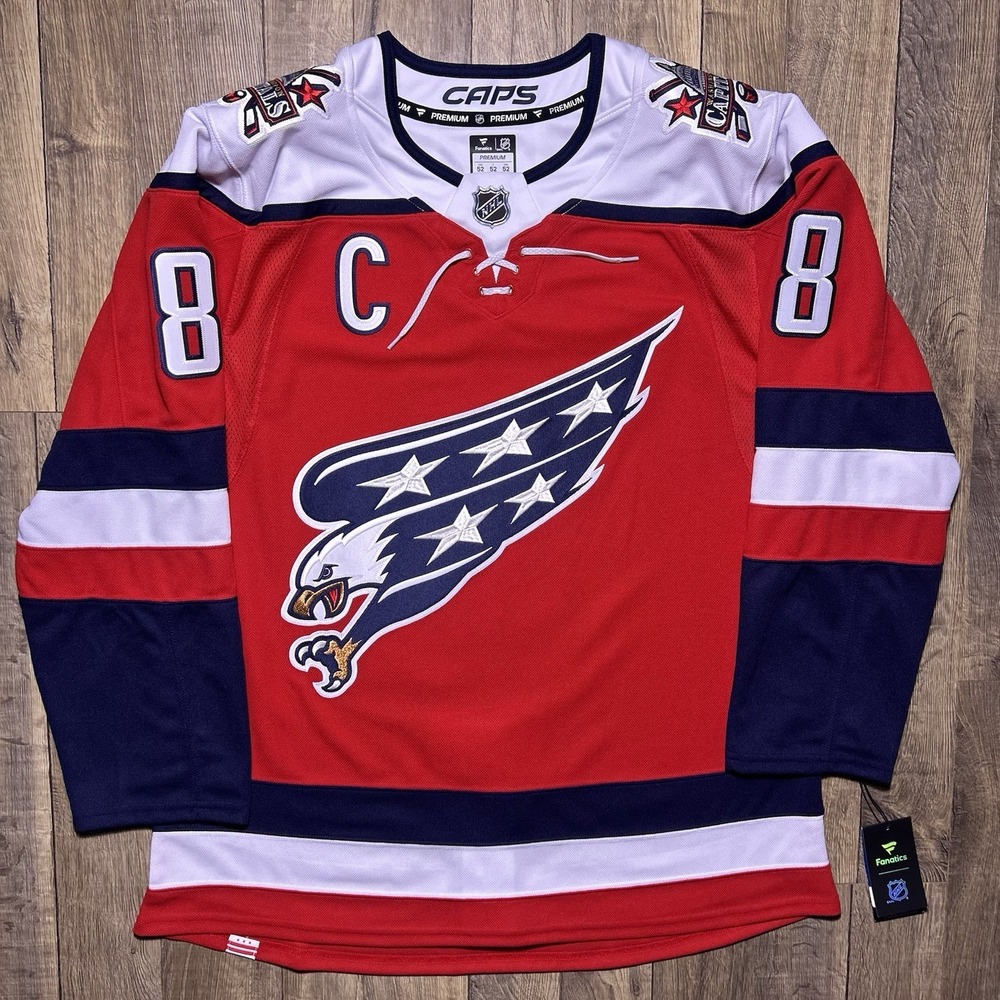 NWT Washington Capitals Alexander Ovechkin Fanatics Premium Alternate Jersey 52